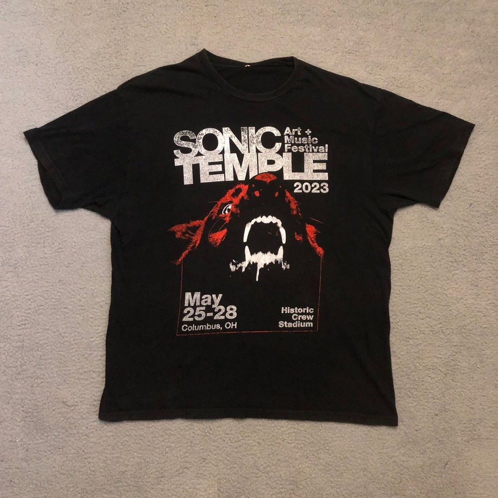 Sonic Temple Art + Music Festival 2023 T-Shirt Black Tool Foo Fighters Kiss XL